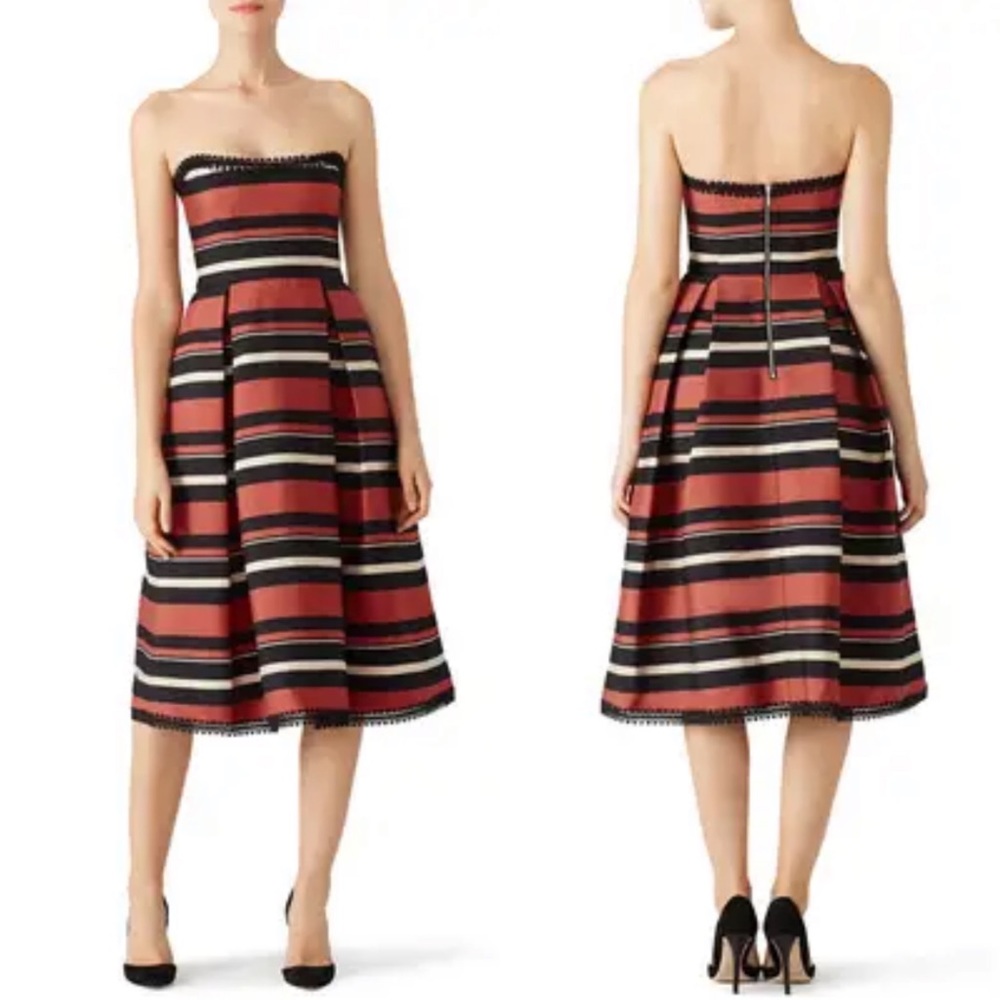 NICHOLAS Striped Strapless Dress